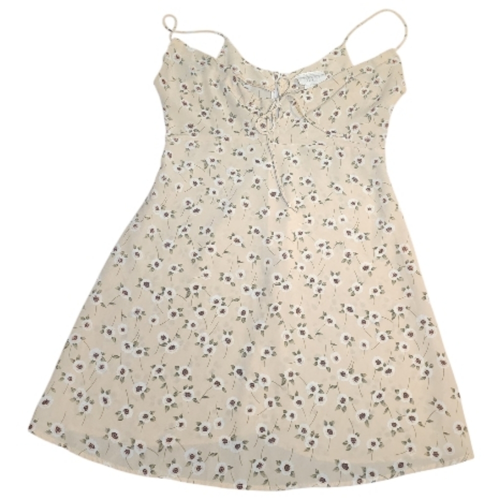 Vintage Geesy Ditsy Floral Tie‎ Front Mini Slip Dress Cottagecore Feminine S